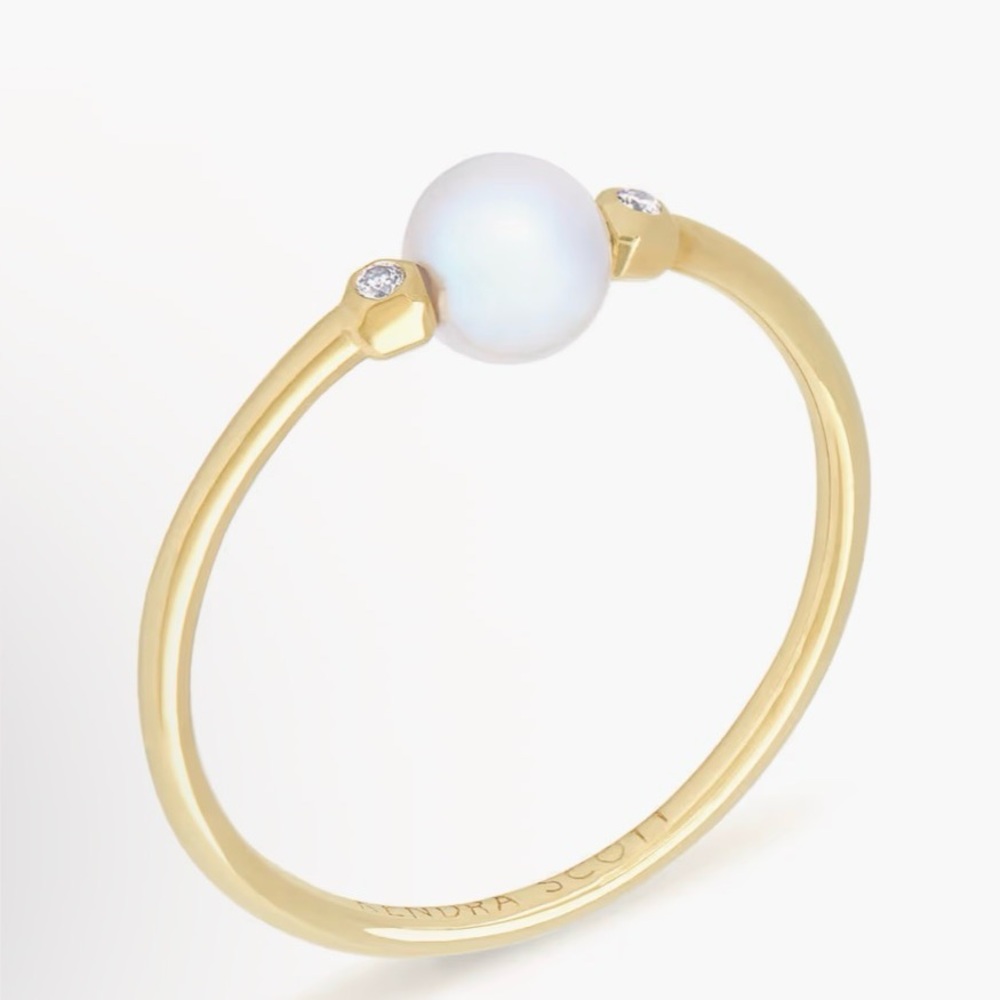 Kendra Scott Cathleen 14k Yellow Gold Band Ring Freshwater Cultured Pearl
